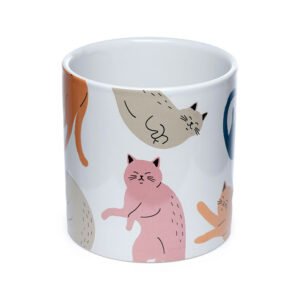 Керамична кашпа за цветя Cat's Life розова котка